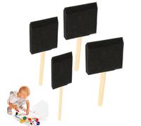 Gupcaqosjw Pinceaux en Mousse pour la Peinture, Lot de 4 pinceaux en Mousse, Poignées en Bois Éponge Mousse Brosse Peinture Mousse Brosse Outil en Noir pour Acrylique, Art, Vernis, Artisanat,