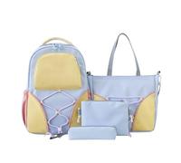 Gupcaqosjw Sac à dos d'écolier | Ensemble de 4 pièces | Trousse à crayons Livre d'apprentissage Rangement Design de voyage pour filles Cours quotidiens, Courts, Shopping, Collège