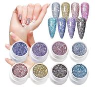 Gupcaqosjw Vernis Gel à Paillettes,Gel Scintillant Artistique | Kit de 8 Couleurs Pailletées pour Soin des Ongles Création Manucure Pédicure Femmes