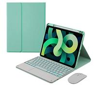 GUPENAA Étui clavier pour iPad Air 5e 4e génération 11'', Pro 11 4e 3e 2e 1ère génération [Rétroéclairage 7 couleurs] [Porte-crayon intégré] Clavier Bluetooth sans fil magnétique amovible avec pavé