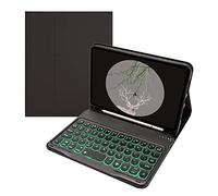 GUPENAA Étui Clavier pour iPad Mini 5/ Mini 4/Mini 3/Mini 2 & 1, 7 Couleurs Rétro-éclairées, Clavier Bluetooth sans Fil Détachable Magnétiquement avec Porte-Stylet S,Noir