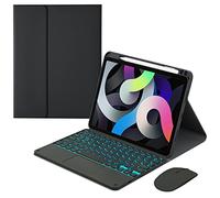 GUPENAA Étui clavier pour iPad Pro 12,9" 6e/5e/4e/3e génération 2022 [7 couleurs rétroéclairé] [Porte-crayon intégré] Clavier Bluetooth sans fil magnétique amovible avec pavé tactile, noir