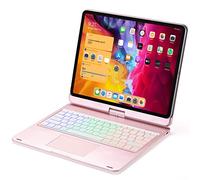 GUPENAA Étui Clavier pour iPad Pro 12,9 Pouces (6ᵉ/5ᵉ/4ᵉ/3ᵉ génération - 2022,2021,2020,2018), Rotation 360 Clavier Magnétique Rétroé-clairé 10 Couleurs avec pavé Tactile,Rose Gold