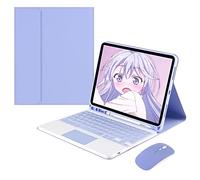 GUPENAA Étui Clavier pour iPad Pro 12,9 Pouces 6e/5e/4e/3e génération 2022/2021/2020/2018, [AZERTY Français] Clavier à trackpad magnétique détachable avec Porte-Crayon et Souris Bluetooth.,Violet