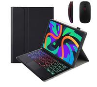 GUPENAA Étui Clavier pour Lenovo Tab M10 Plus 3rd Gen (2022) 10.6" (TB-125FU) avec Touchpad, 7 Couleurs Rétro-éclairées, Clavier Bluetooth sans Fil Magnétique Détachable avec Souris,Noir