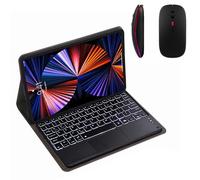 GUPENAA Étui Clavier pour Lenovo Tab P12 Pro 12.6" 2021 (TB-Q706F/TB-Q706Z) avec Touchpad, 7 Couleurs Rétro-éclairées, Clavier Bluetooth sans Fil Magnétique Détachable avec Souris,Noir