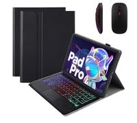 GUPENAA Étui Clavier pour Lenovo Tab P12 Pro 12.7" TB371FC (2023) avec Touchpad, 7 Couleurs Rétro-éclairées, Clavier Bluetooth sans Fil Magnétique Détachable avec Souris,Noir