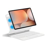 GUPENAA Étui Clavier pour Samsung Galaxy Tab S10FE Plus 13.1'' 2025 (SM-X620/SM-X626B), Support Flottant Magic Cantilever, Rétroéclairage 7 Couleurs, Trackpad intégré,Blanc