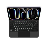 GUPENAA Étui de clavier rétroéclairé pour iPad Air 11'' (M3 2025/M2 2024), Pro 11'' (4e/3e/2e/1ère génération) et Air 5/4 10,9, support en porte-à-faux liquide magique, noir, russe