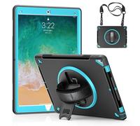 GUPENAA Étui pour iPad Pro 12,9 Pouces 2e Génération 2017 et 1re Génération 2015, Support Pivotant 360°, Housse Protection Robuste TPU avec Porte-Stylet + Poignée + Bandoulière,Mint Green