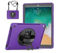 GUPENAA Étui pour iPad Pro 12,9 Pouces 2e Génération 2017 et 1re Génération 2015, Support Pivotant 360°, Housse Protection Robuste TPU avec Porte-Stylet + Poignée + Bandoulière,Violet