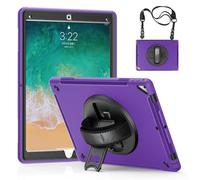 GUPENAA Étui pour iPad Pro 12,9 Pouces 2e Génération 2017 et 1re Génération 2015, Support Pivotant 360°, Housse Protection Robuste TPU avec Porte-Stylet + Poignée + Bandoulière,Violet