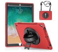 GUPENAA Étui pour iPad Pro 12,9 Pouces 2e Génération 2017 et 1re Génération 2015, Support Pivotant 360°, Housse Protection Robuste TPU avec Porte-Stylet + Poignée + Bandoulière,Rouge