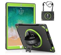 GUPENAA Vert, Coque pour iPad Pro 12,9 Pouces 2e Génération 2017 et 2015 1ère Génération, Housse de Protection en TPU Robuste Robuste, Support Rotatif à 360 °, Main de Poignée, Bandoulière