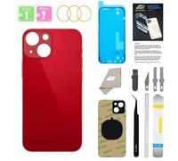 GUPFIX Vitre arrière de rechange pour iPhone 13 avec outils de repir, coque arrière de rechange à grand trou pour tous les transporteurs avec adhésif préinstallé et kits d'outils de réparation (rouge)