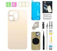 GUPFIX Vitre arrière de rechange pour iPhone 13 Pro avec outils de réparation, grand trou arrière de rechange pour tous les transporteurs avec adhésif préinstallé et kits d'outils de réparation (doré)