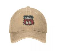 GUPUOOU Route The 66 Highway Baseball Cap Vintage Détressé Denim Moto Couvre-Chef Unisexe Chapeaux de Plein air Casquette Coton, pour Toutes Les Saisons