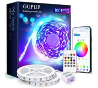 Gupup Bande lumineuse LED Bluetooth, 50 m, éclairage LED à changement de couleur pour chambre à coucher, microphone intégré, synchronisation de la musique, contrôle intelligent du téléphone