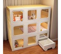 GUQASDV Cage Chat, Maison Chat Interieur, Caisse de Transport for Chat, Cabane Chat avec Serrure Anti-évasion et Bac à Litière Fermé for Petits Animaux(106x46.5x106cm)