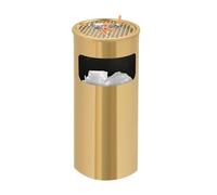GUQASDV Cendrier sur Pied en Acier Inoxydable avec Bac Intérieur Amovible, Poubelle D'intérieur Extérieure, Réceptacle À Mégots De Cigarette Cylindrique Doré for Bureau, Jardin, Espaces Publics