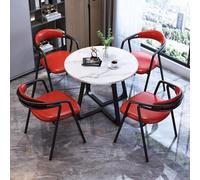 GUQASDV Ensemble Table Ronde et 4 chaises, Ensemble Table et chaises pour Salle de réception, Club ou Bureau, Ensemble Table de négociation pour Petite Salle de conférence(Red Black)