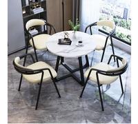 GUQASDV Ensemble Table Ronde et 4 chaises, Ensemble Table et chaises pour Salle de réception, Club ou Bureau, Ensemble Table de négociation pour Petite Salle de conférence(White Black)