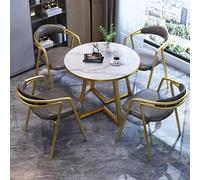 GUQASDV Ensemble Table Ronde et 4 chaises, Ensemble Table et chaises pour Salle de réception, Club ou Bureau, Ensemble Table de négociation pour Petite Salle de conférence(Dark Gray Gold)