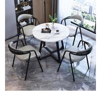 GUQASDV Ensemble Table Ronde et 4 chaises, Ensemble Table et chaises pour Salle de réception, Club ou Bureau, Ensemble Table de négociation pour Petite Salle de conférence(Light Gray Black)