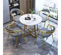 GUQASDV Ensemble Table Ronde et 4 chaises, Ensemble Table et chaises pour Salle de réception, Club ou Bureau, Ensemble Table de négociation pour Petite Salle de conférence(Gray Gold)