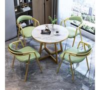 GUQASDV Ensemble Table Ronde et 4 chaises, Ensemble Table et chaises pour Salle de réception, Club ou Bureau, Ensemble Table de négociation pour Petite Salle de conférence(Light Green Gold)