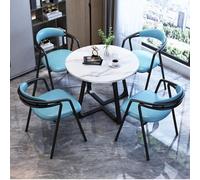 GUQASDV Ensemble Table Ronde et 4 chaises, Ensemble Table et chaises pour Salle de réception, Club ou Bureau, Ensemble Table de négociation pour Petite Salle de conférence(Blue Black)