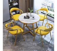 GUQASDV Ensemble Table Ronde et 4 chaises, Ensemble Table et chaises pour Salle de réception, Club ou Bureau, Ensemble Table de négociation pour Petite Salle de conférence(Gold)
