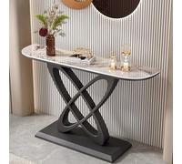 GUQASDV Table Console, Console d'Entrée en Demi Lune, Tables d'entrée en Dalles de Pierre, Tables Basses avec Rangement, Meuble de Couloir for Salon(Black3,120cm/47.2in)