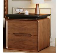 GUQASDV Table De Chevet en Bois avec Deux Tiroirs avec Poignée Dissimulée, Armoire De Rangement, Coins en Arc Rond, for Chambre/Salon(Black+Walnut,17.7in/45cm)