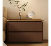 GUQASDV Table de Chevet en Bois Moderne avec 2 Tiroirs, Table de Chevet, Tables À Thé, sans Poignée, Meuble de Rangement for Salon, Chambre À Coucher, Bureau(Dark Brown,23.6in/60cm)