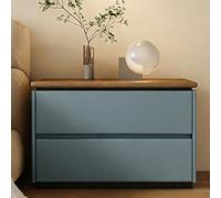 GUQASDV Table de Chevet en Bois Moderne avec 2 Tiroirs, Table de Chevet, Tables À Thé, sans Poignée, Meuble de Rangement for Salon, Chambre À Coucher, Bureau(Blauw,23.6in/60cm)