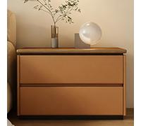 GUQASDV Table de Chevet en Bois Moderne avec 2 Tiroirs, Table de Chevet, Tables À Thé, sans Poignée, Meuble de Rangement for Salon, Chambre À Coucher, Bureau(Orange,23.6in/60cm)