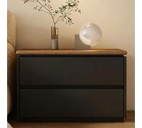 GUQASDV Table de Chevet en Bois Moderne avec 2 Tiroirs, Table de Chevet, Tables À Thé, sans Poignée, Meuble de Rangement for Salon, Chambre À Coucher, Bureau(Nero,23.6in/60cm)