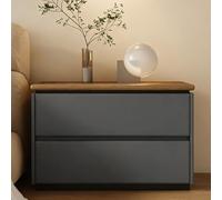 GUQASDV Table de Chevet en Bois Moderne avec 2 Tiroirs, Table de Chevet, Tables À Thé, sans Poignée, Meuble de Rangement for Salon, Chambre À Coucher, Bureau(Dark Gray,23.6in/60cm)