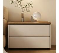 GUQASDV Table de Chevet en Bois Moderne avec 2 Tiroirs, Table de Chevet, Tables À Thé, sans Poignée, Meuble de Rangement for Salon, Chambre À Coucher, Bureau(Khaki,23.6in/60cm)