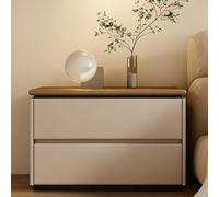 GUQASDV Table de Chevet en Bois Moderne avec 2 Tiroirs, Table de Chevet, Tables À Thé, sans Poignée, Meuble de Rangement for Salon, Chambre À Coucher, Bureau(Light Brown,23.6in/60cm)