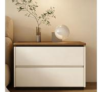 GUQASDV Table de Chevet en Bois Moderne avec 2 Tiroirs, Table de Chevet, Tables À Thé, sans Poignée, Meuble de Rangement for Salon, Chambre À Coucher, Bureau(Wit,23.6in/60cm)