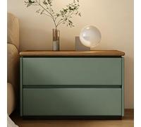 GUQASDV Table de Chevet en Bois Moderne avec 2 Tiroirs, Table de Chevet, Tables À Thé, sans Poignée, Meuble de Rangement for Salon, Chambre À Coucher, Bureau(Green,23.6in/60cm)