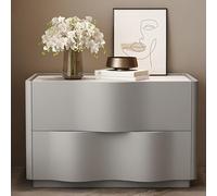 GUQASDV Table De Chevet en Bois Moderne, Tables D'appoint avec 2 Tiroirs À Thé, sans Poignée, Meuble De Rangement for Salon, Chambre À Coucher, Bureau(Light Gray,27.5in/70cm)