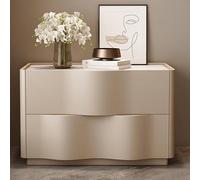 GUQASDV Table De Chevet en Bois Moderne, Tables D'appoint avec 2 Tiroirs À Thé, sans Poignée, Meuble De Rangement for Salon, Chambre À Coucher, Bureau(Apricot,31.5in/80cm)