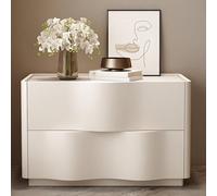 GUQASDV Table De Chevet en Bois Moderne, Tables D'appoint avec 2 Tiroirs À Thé, sans Poignée, Meuble De Rangement for Salon, Chambre À Coucher, Bureau(Wit,31.5in/80cm)