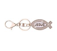 Guqqeuc Porte-clés chrétien d'anniversaire de Noël pour fille, fils, Jésus, poisson, cadeau pour chrétiens, cadeaux de Pâques chrétiens, blanc, S