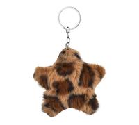 Guqqeuc Porte-clés en forme d'étoile léopard pour clés de voiture, porte-clés pelucheux pour sac, sac à main, sac à dos, breloque de sac à dos imprimé léopard pour femme, 3, S