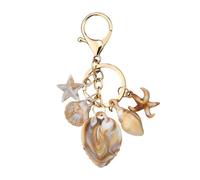 Guqqeuc Porte-clés étoile de mer en coquillages pour clés de voiture, breloques océan Y2k, porte-clés sur le thème de la plage pour filles et femmes, breloques de sac, Star 1., S