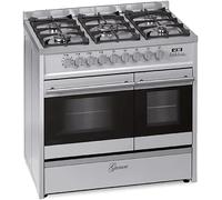 GURARI 916 Inox, Centre de cuisson électrique à gaz 90 cm/Range Coocker / 89L / 8 fonctions/Air chaud/Gril/ 5 brûleurs haute qualité/ 4 kw WOK/Gaz naturel/Propane